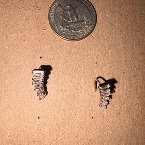Silver Crystal Ear Climbers with Baguette Stones